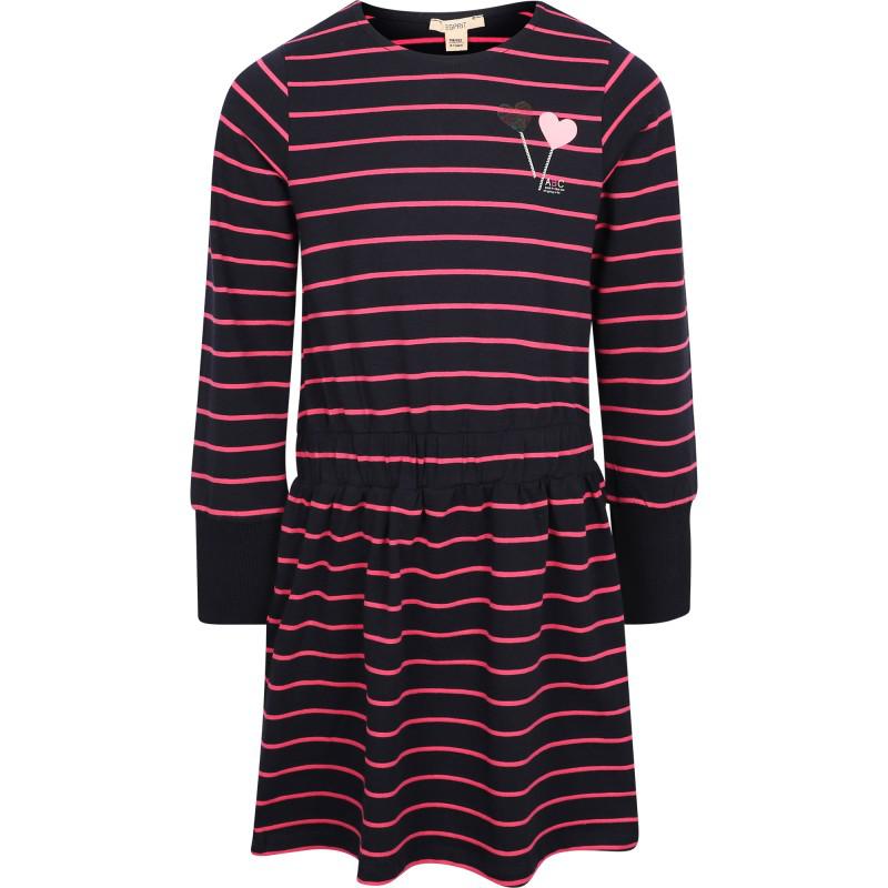 Esprit Striped jersey dress with lollipop hearts in navy