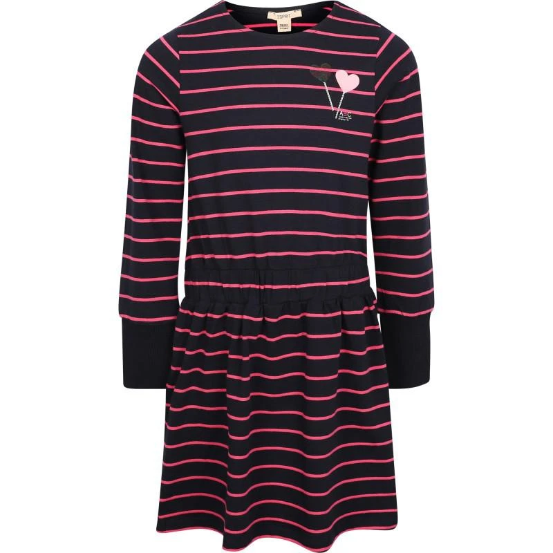 Esprit Striped jersey dress with lollipop hearts in navy 1