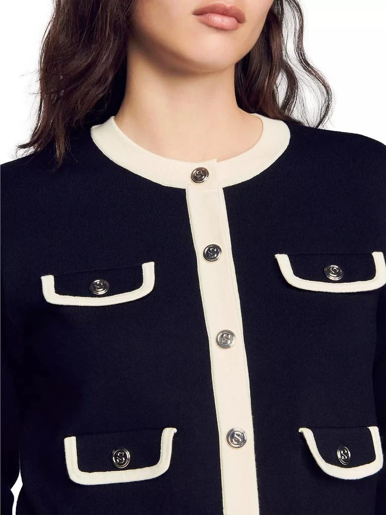Sandro Two-Tone Cardigan with Buttons 9