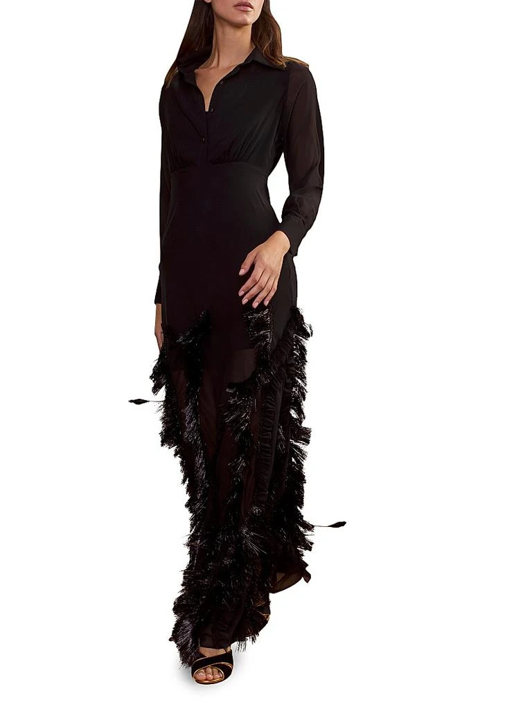 Cynthia Rowley Metallic Fringe Embellished Georgette Dress 5