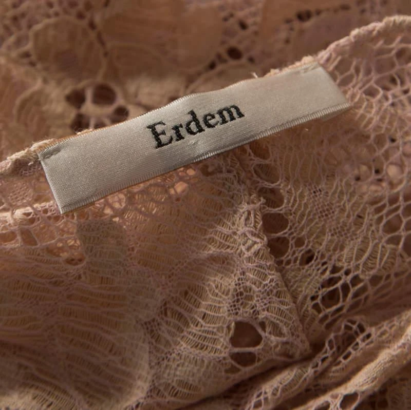 Erdem Erdem Light Pink Lace Front Bow Detail Top and Skirt Set M 5