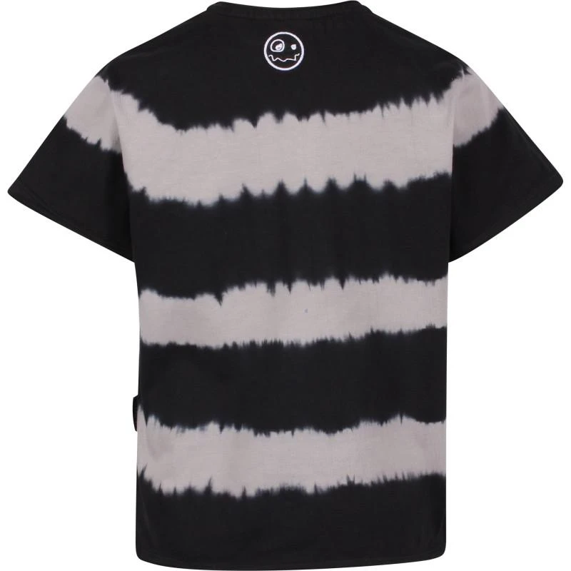 Loud Apparel Cotton jersey tie dye t shirt with eyes print in black and grey 2
