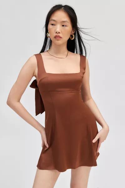 Urban Outfitters UO Bri Double Bow Sleek Satin Mini Dress