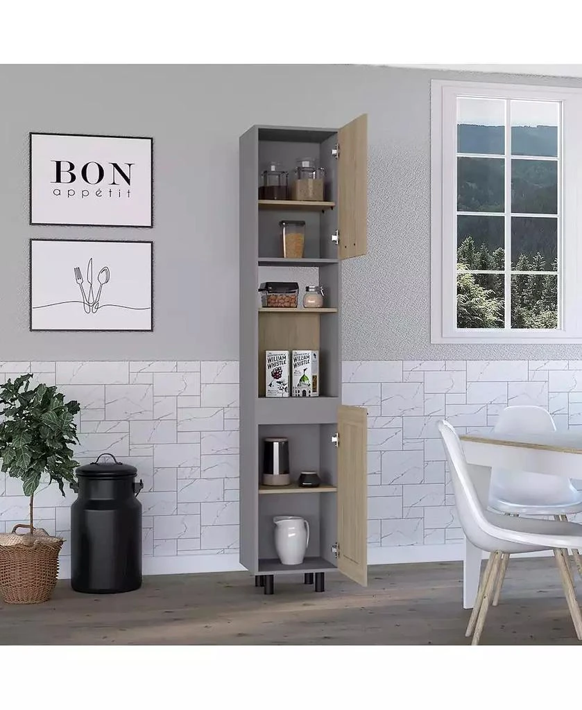 Tuhome Hassel Kitchen Pantry Cabinet Light Pine MDF 4