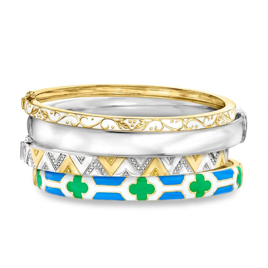 Ross-Simons Ross-Simons "Hamptons Stack" Set Of 4 Bangle Bracelets in 2-Tone Sterling Silver 1