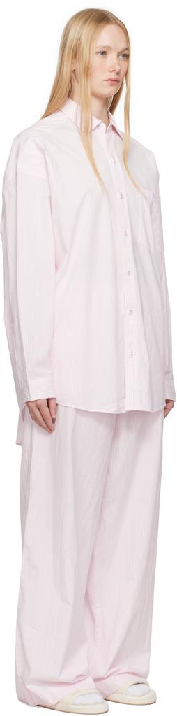 SKIMS Pink & White Cotton Poplin Oversized Sleep Pyjama Set