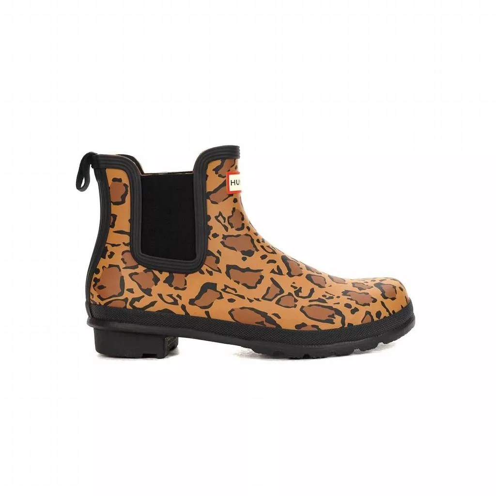 Hunter Women's Original Chelsea Leopard Rain Boot In Rich Tan/saddle/black 2