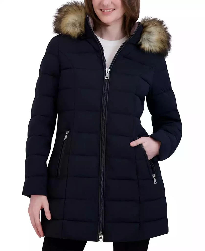 Laundry by Shelli Segal Women's Faux-Fur-Trim Hooded Puffer Coat 1