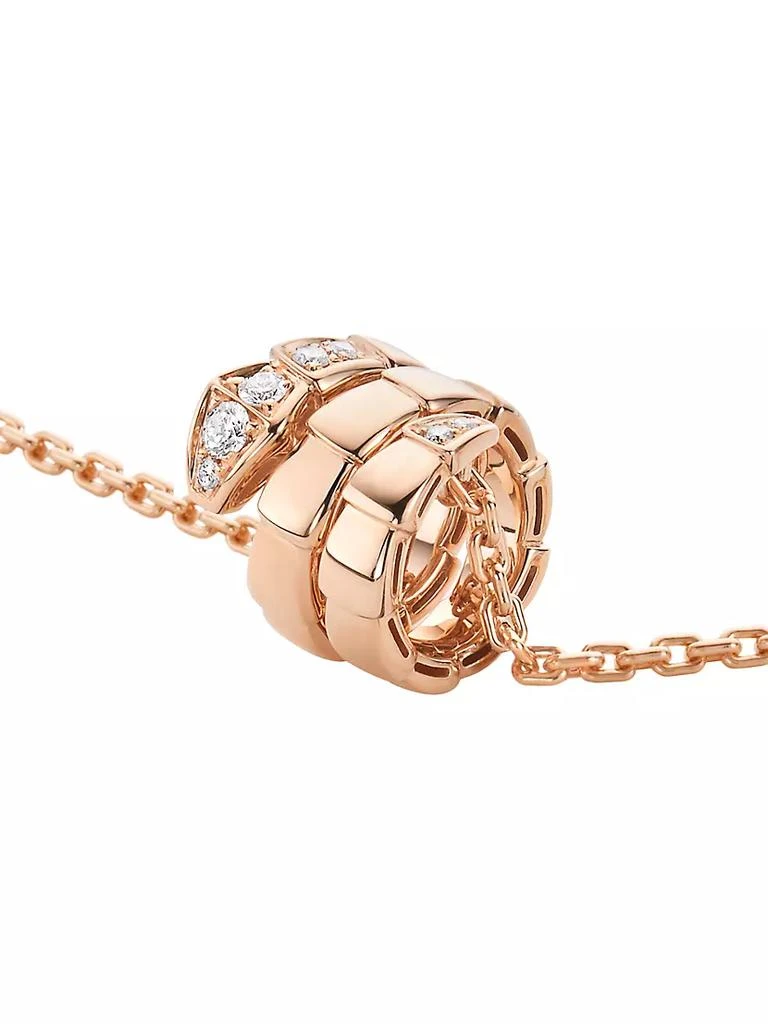 BVLGARI Serpenti Viper 18K Rose Gold &amp; Pavé Diamond Pendant Necklace 4