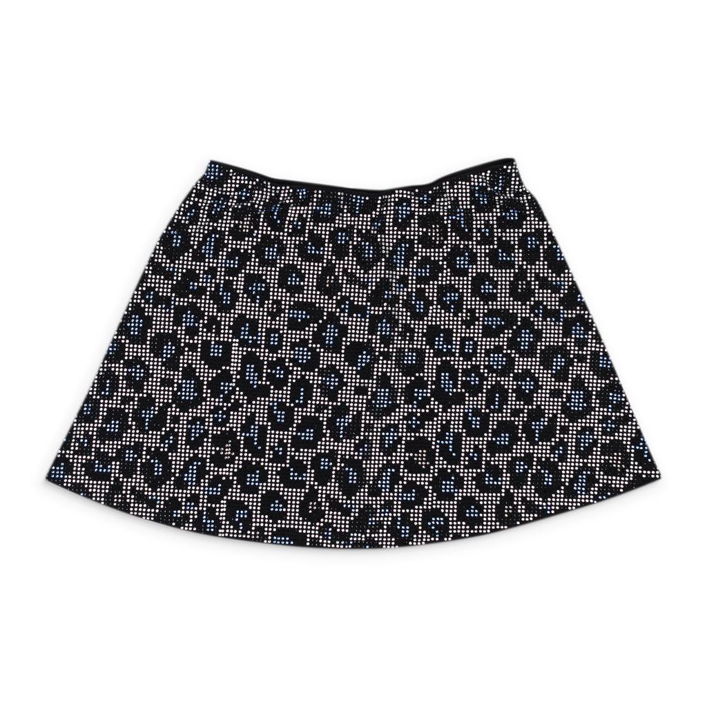 Adam Selman NWT ADAM SELMAN CRYSTAL RHINESTONE LEOPARD BLUE MINI SKIRT