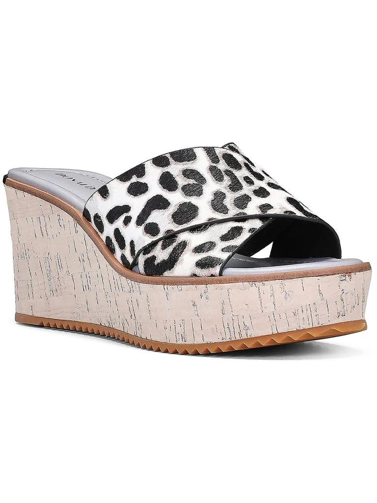 Donald J Pliner Ideal Womens Calf Hair Criss-Cross Wedge Sandals 1