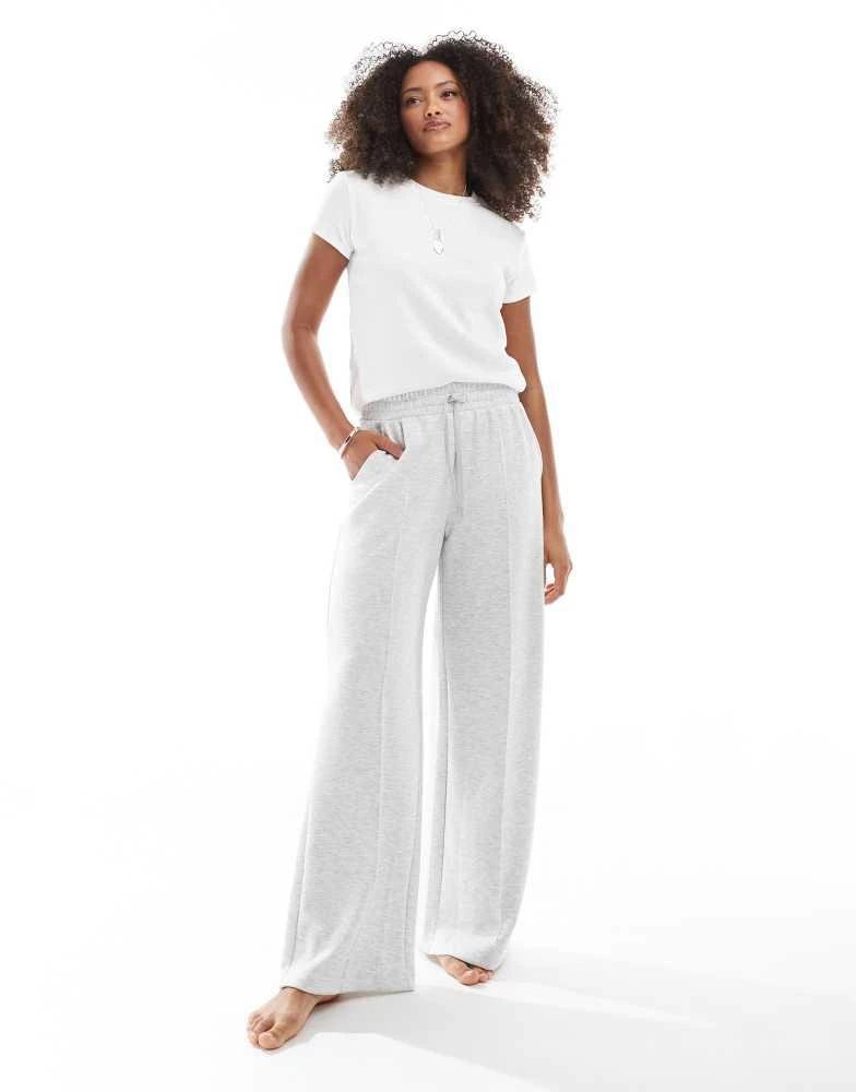 Bershka Bershka tie waist wide leg joggers in grey vigo 1