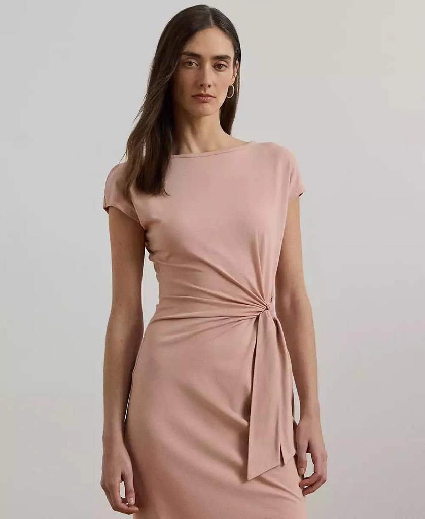 Ralph Lauren Women's Tie-Front Jersey Boatneck Midi Dress 4