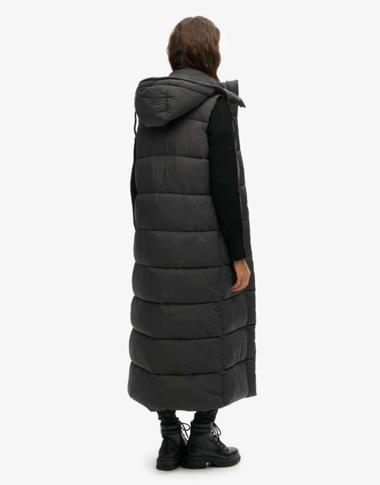Superdry Superdry Hooded ripstop longline gilet in black grid 4