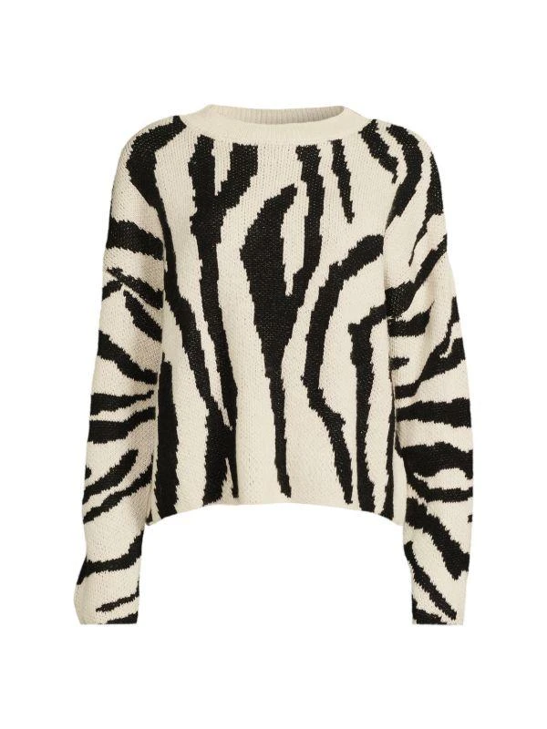 Lea & Viola Zebra Print Crewneck Sweater 3