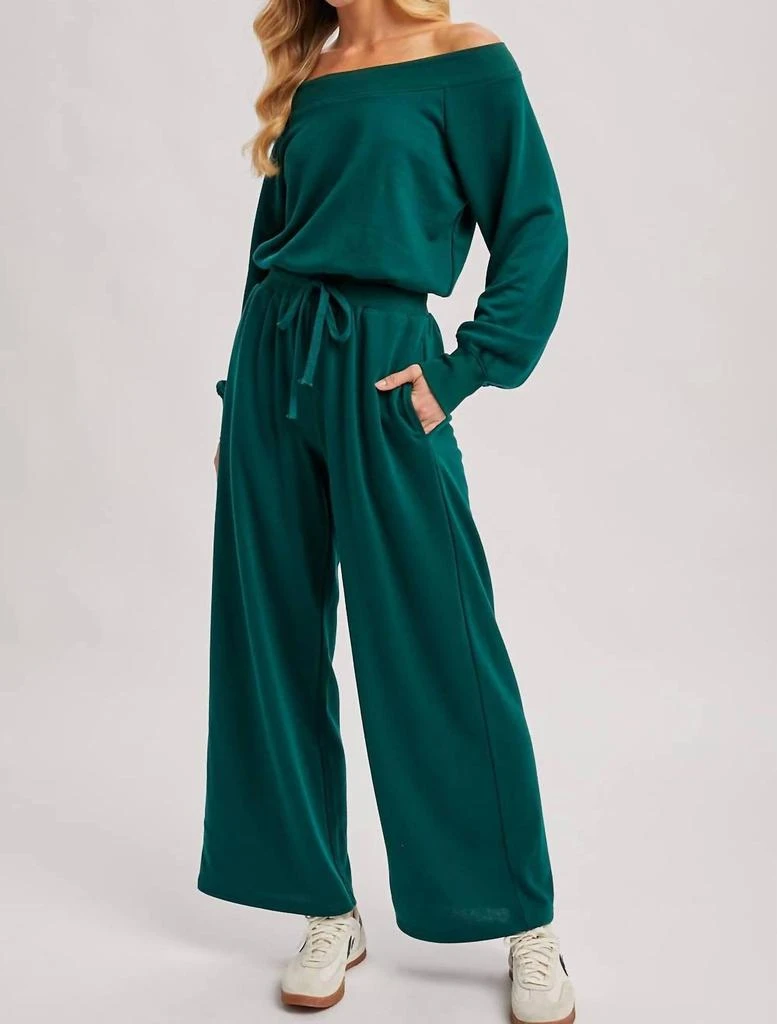 BluIvy Bluivy - Wide Neck Off the Shoulder Knit Jumpsuit