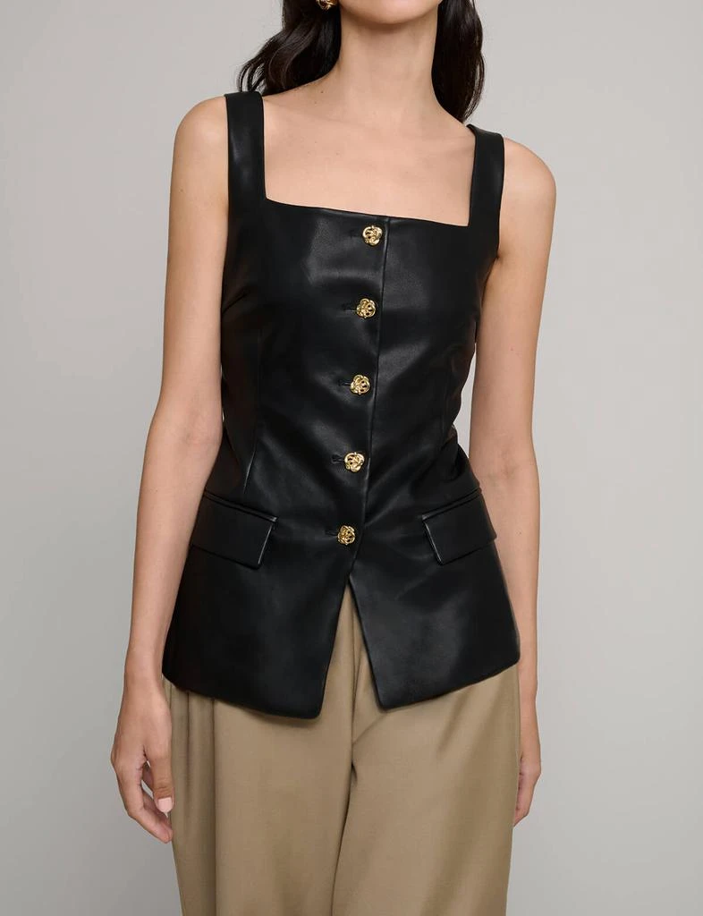 Pixie Market Agatha Leather Gold-Button Top 1