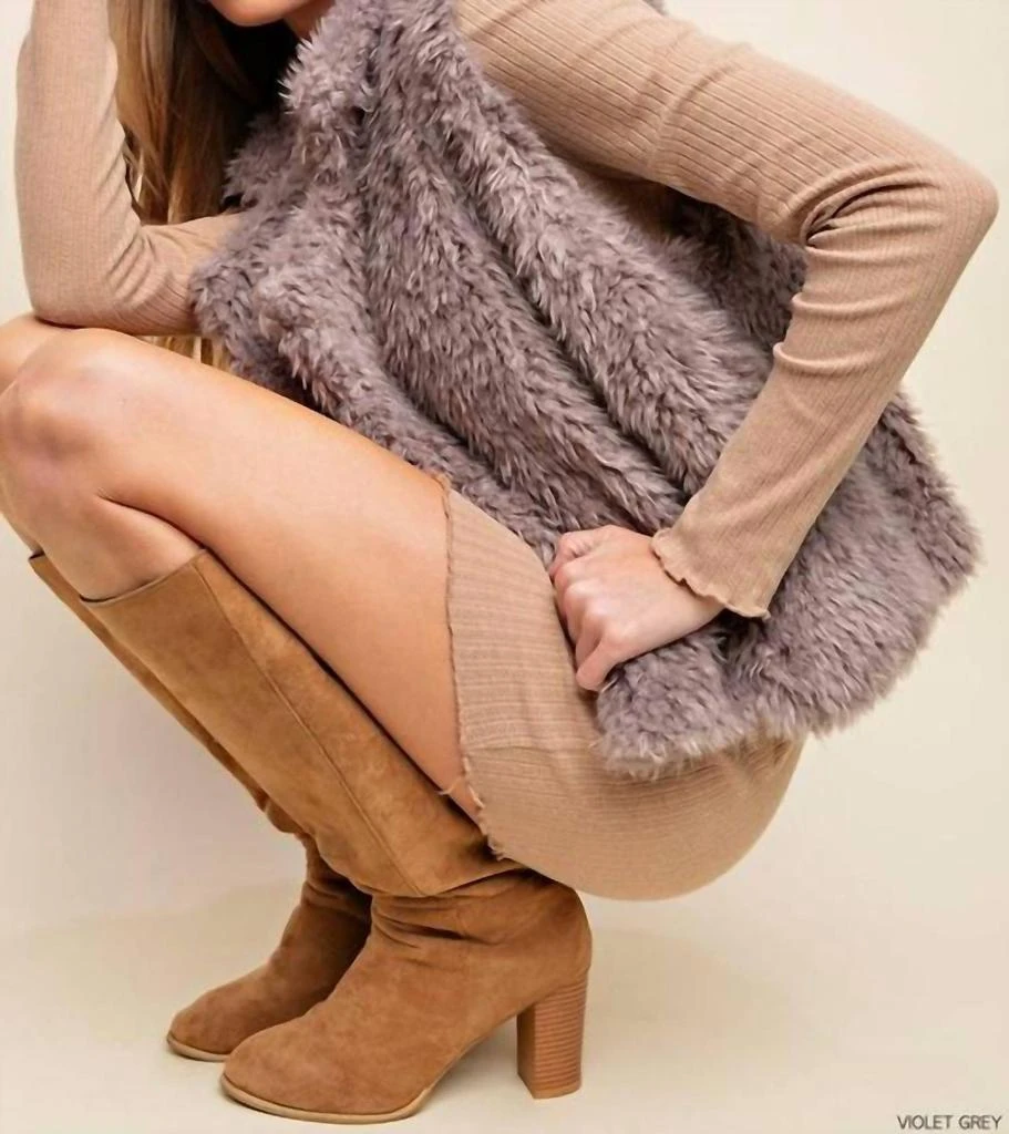 Kori Faux Fur Vest - Violet Grey 2