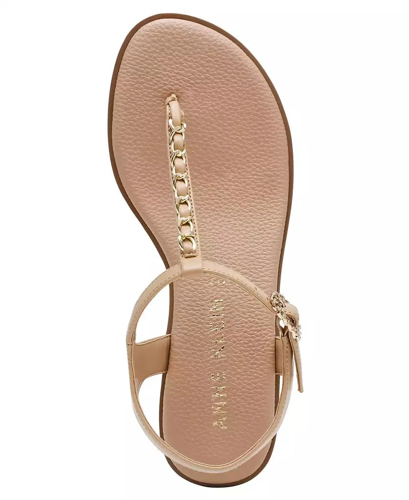 Anne Klein Women's Tessa T Strap Chain Block Heel Dress Sandals 4