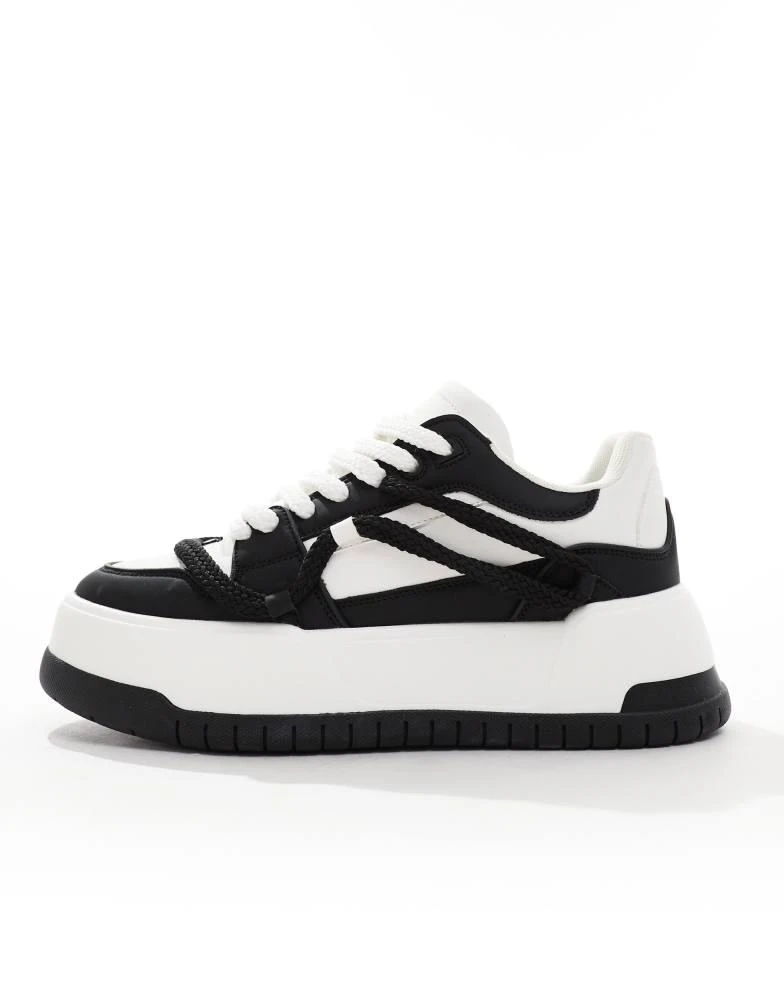 ASOS ASOS DESIGN chunky trainers in black and white with rope detail 2