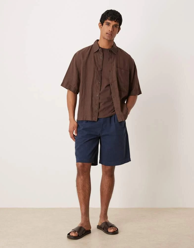 ASOS ASOS DESIGN mid length double pleated short in navy 1