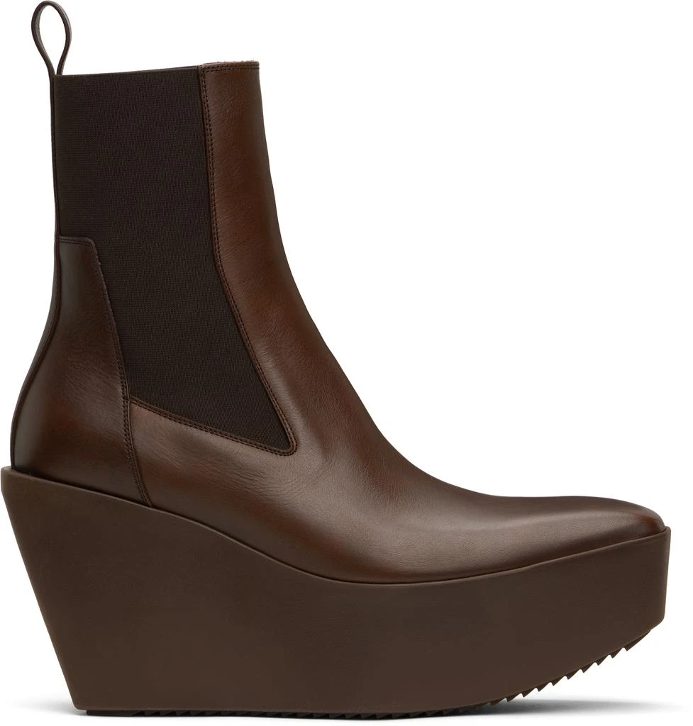 Rick Owens Brown Hollywood Sliver Platform Beatles Chelsea Boots 1
