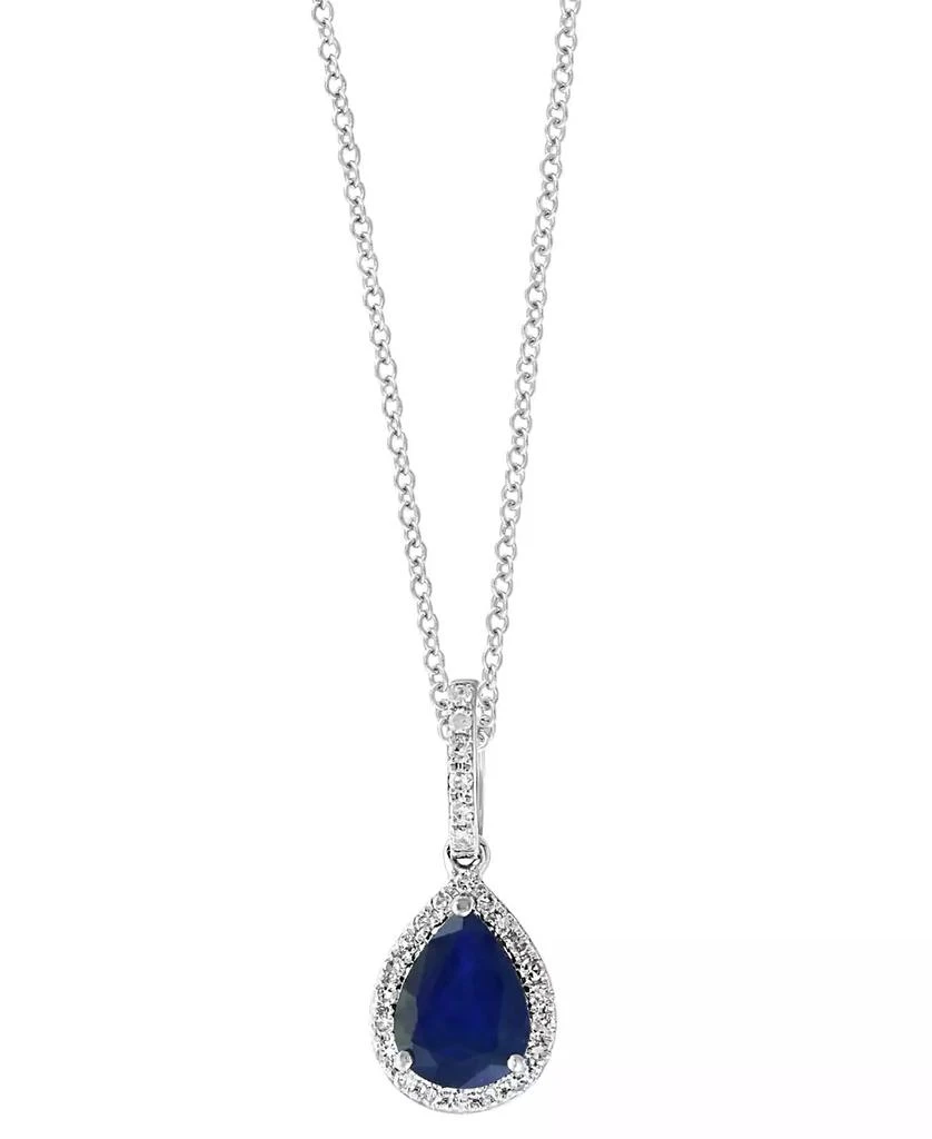 EFFY Collection EFFY® Sapphire (1 ct. t.w.) & Diamond (1/8 ct. t.w.) 18" Pendant Necklace in 14k White Gold 3