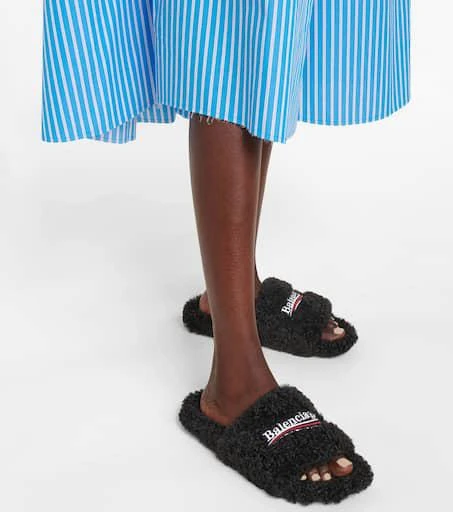 Balenciaga Furry faux shearling slides 4
