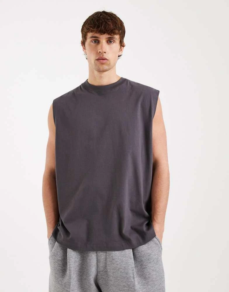ASOS ASOS DESIGN Essentials oversized tank in charcoal