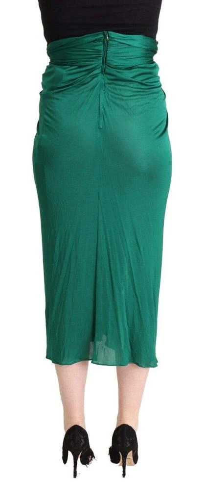 Dolce 
Gabbana Dolce 
Gabbana Dark Green High Waist Midi Pencil Cut Pleated Skirt 3