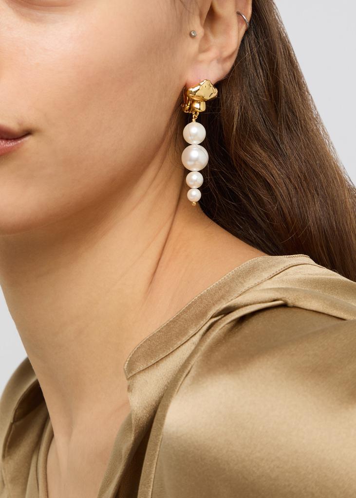 Timeless Pearly Mismatch 24kt gold-plated mushroom hoop earrings