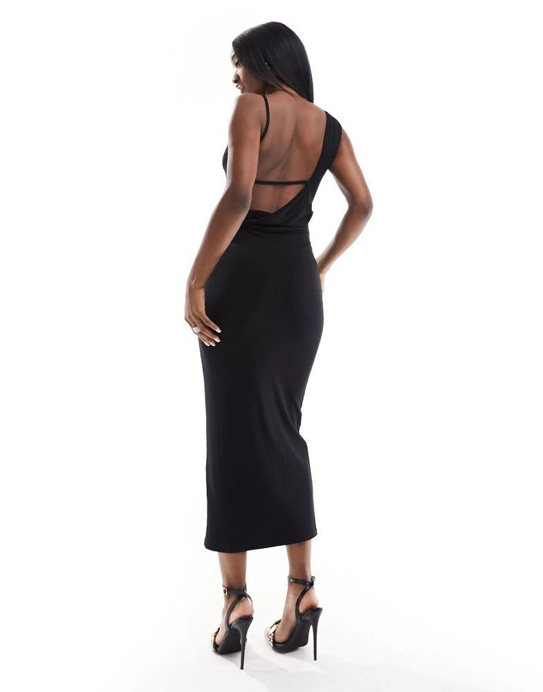 ASOS ASOS DESIGN high neck midi dress with cowl back in black 1