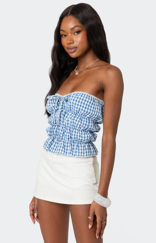 Edikted Lanna Gingham Elastic Scrunch Top 3