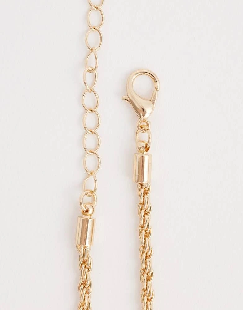 Reclaimed Vintage Reclaimed Vintage longline semi precious tigers eye pendant in gold 3