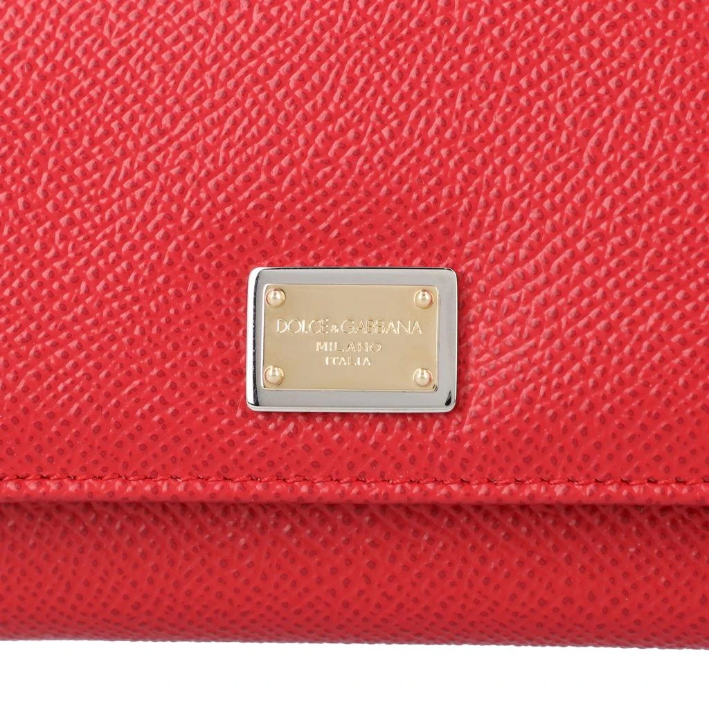 dolce & gabbana Dolce & Gabbana Small Dauphine calfskin continental wallet with plate detail in red 4