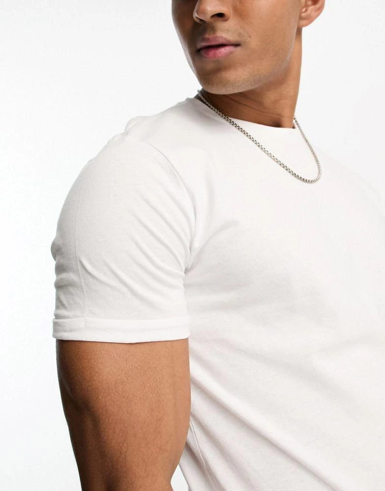 Pull&Bear Pull&Bear muscle fit t-shirt in white 3