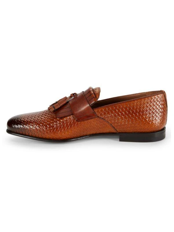 Mezlan Basket Weave Leather Tassel Loafers 4