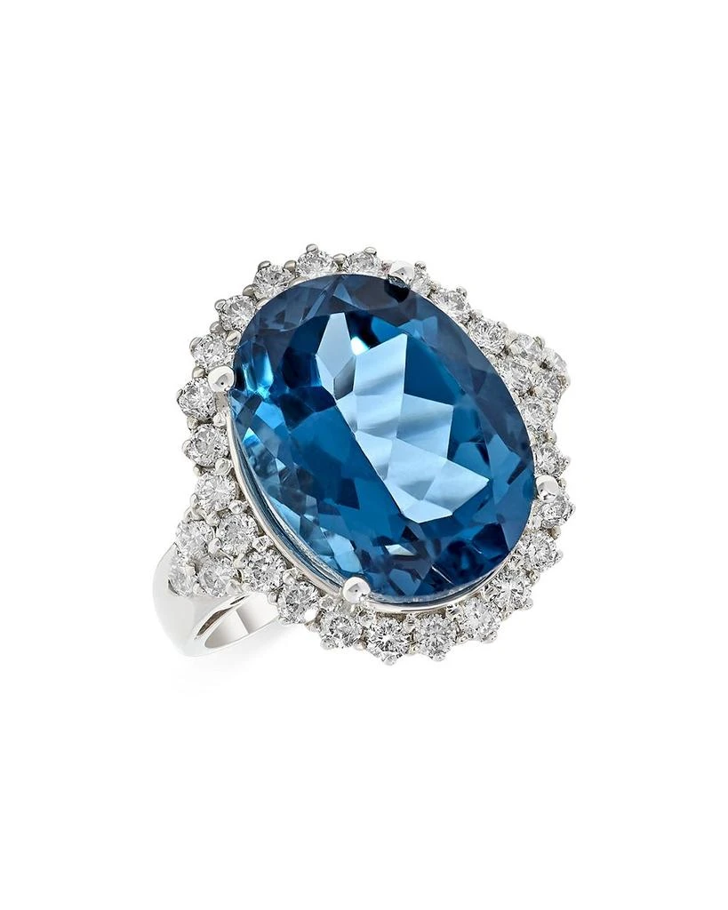 Bloomingdale's Fine Collection Blue Topaz & Diamond Statement Ring in 14K White Gold - Exclusive 1