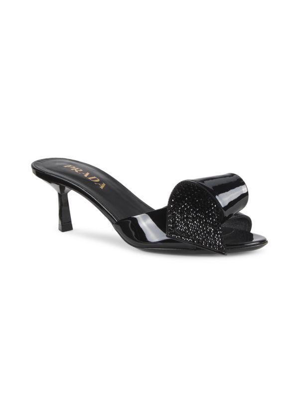 Prada Strass Leather Embellished Sandals