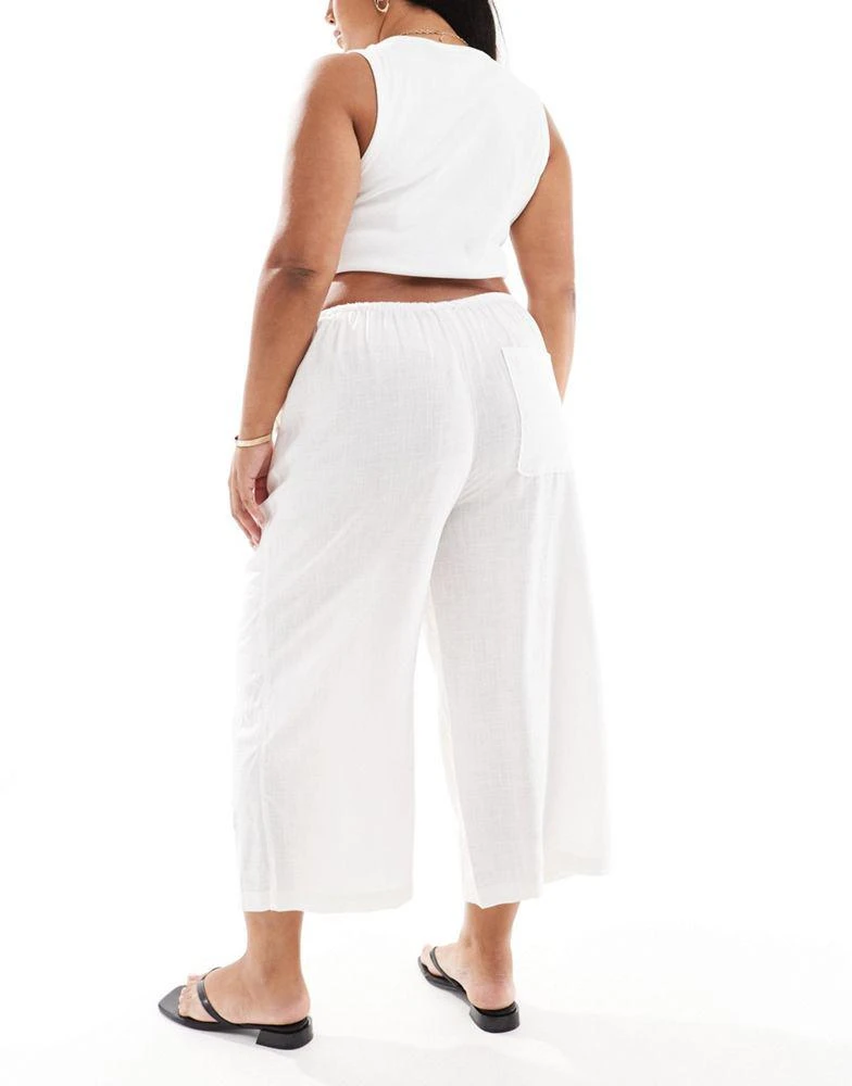 ASOS ASOS DESIGN Curve pull on culotte with linen in white 2