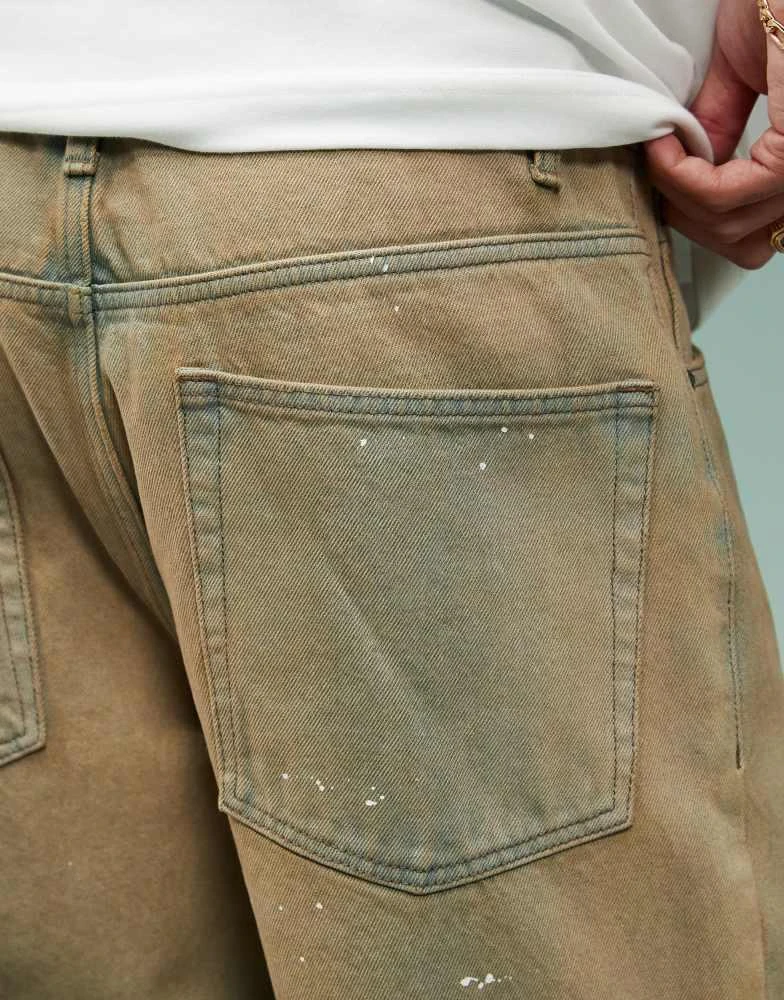 ASOS ASOS DESIGN baggy jeans with paint splatter in brown tint 5