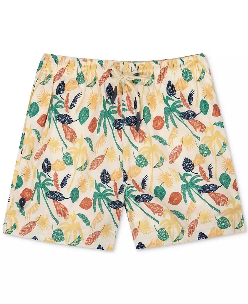 Sunset and Vines Men's Leaf-Pattern Woven Swim Trunks 1