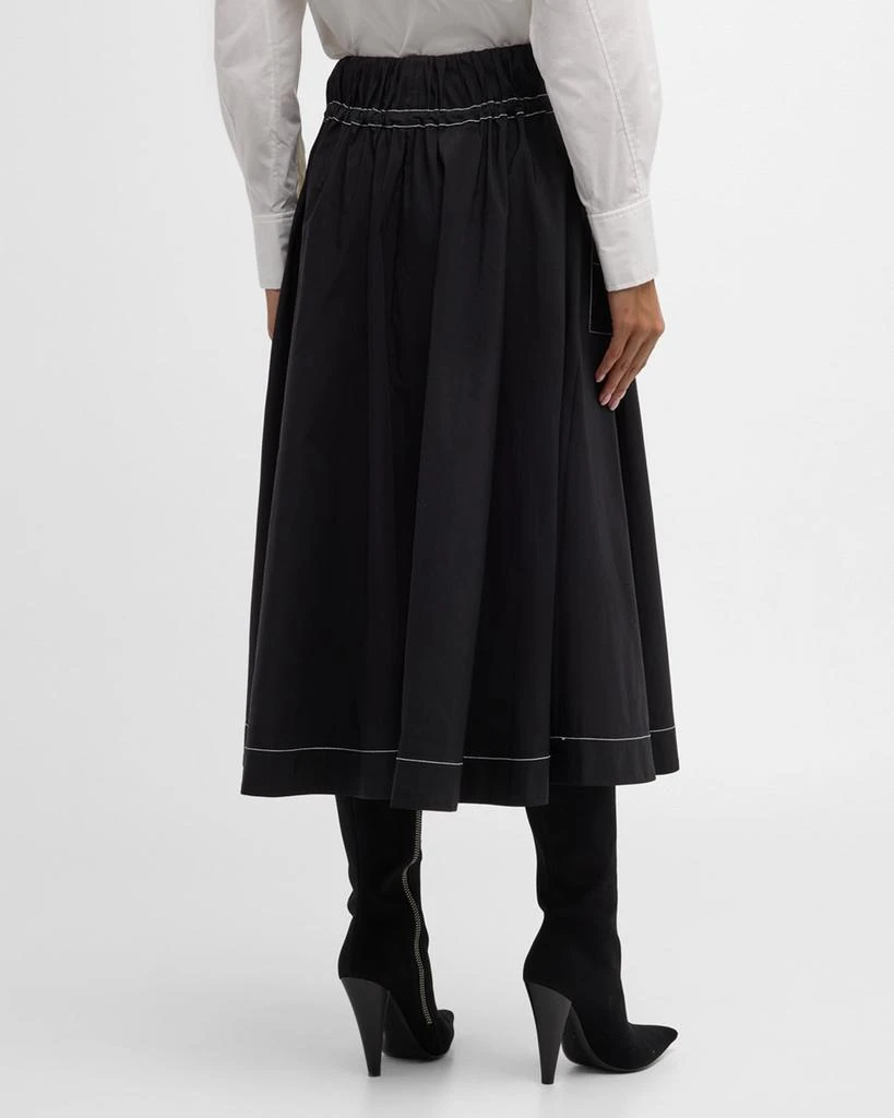 SIMKHAI Tona Drawstring Topstitched Midi Skirt 6