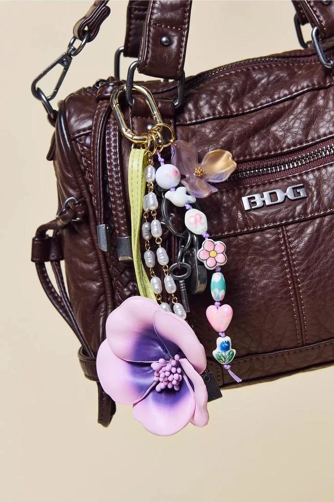 Urban Outfitters Faux Leather Magnolia Flower Keychain