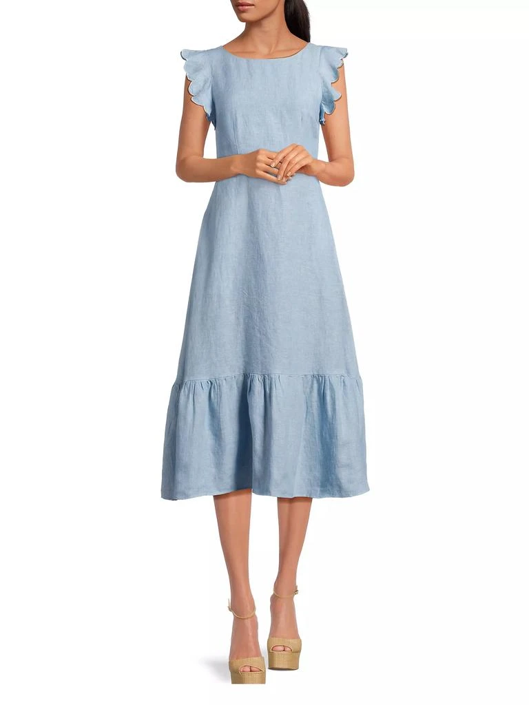 Birds of Paradis Rosa Linen Tie-Back Midi-Dress 2