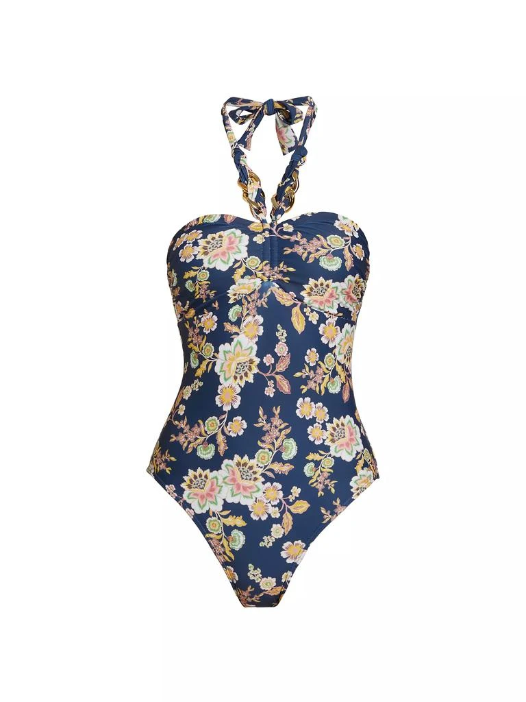Shoshanna Floral Chain Halter One-Piece Swimsuit 1