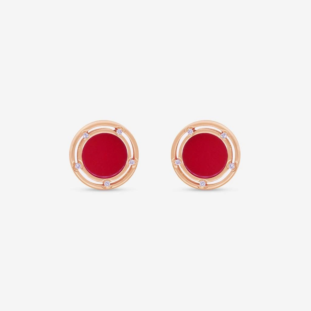 Damiani Damiani D. Side 18K Rose 
White Gold Diamond 
Red Stone Stud Earrings 20086728-copy
