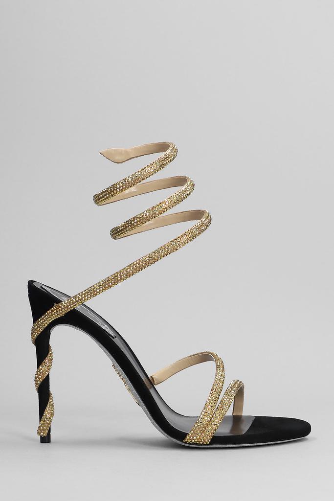René Caovilla Black And Gold Margot Snake Sandal