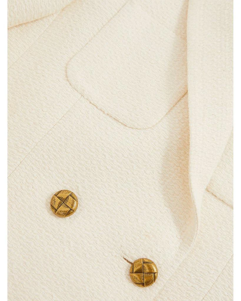 REISS Mia Cropped Double Breasted Textured Blazer White 6