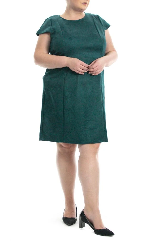 Nina Leonard Faux Suede Cap Sleeve Scuba Dress 4